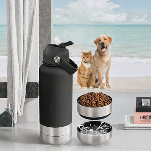 E & S Logo personalizzato 32oz in acciaio inox Pet alimentatore portatile 3-in-1 stile esterno ciotola da viaggio isolato bottiglia d'acqua per cani per gatti - Product Image 3