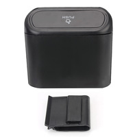 Poubelle de voiture portable en ABS noir avec couvercle et logo - Rangement pour véhicule