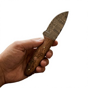 Cuchillo de Supervivencia y Caza de Acero de Damasco Forjado a Mano, Hoja Fija Mini Tipo Drop Point, Mango de Madera, Grado Industrial, para Revendedores OEM 58/60 - Product Image 4
