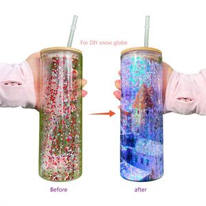 25 pièces/boîte – Gobelet en verre à café glacé effet boule à neige, sublimation « Première et Puis Deuxième » – 12oz, 15oz, 20oz - Product Image 1