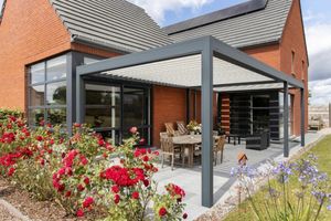 Pergola motorisée en aluminium magique 4x6, toit ouvrant, <span class=keywords><strong>abri</strong></span> contre la pluie, pare-soleil, à lames orientables, imperméable, coupe-vent, balcon, cour extérieure - Product Image 6