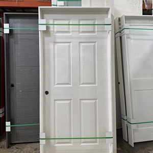 Portes intérieures pré-montées en bois HDF moulé, à 6 panneaux, blanches apprêtées, avec âme alvéolée en nid d'abeille, entrepôt USA - Product Image 2