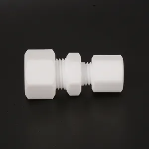 PTFE Adaptor Dudukan Tabung Pria Lurus Cina Pabrik PTFE Tunggal Ferrule Kompresi Laki-laki Konektor Plastik Sambungan