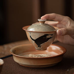 Чайная чашка и гайвань из винтажной японской керамики ручной работы, 130 мл, классический дизайн, экологически чистый, с рисунком кошки - Product Image 5