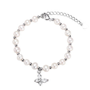 Bracelet pour femme fait main au lac Zhuji Shanxia, perle d'eau douce simple, charme de mode, style papillon, véritable perle, vente en gros - Product Image 5