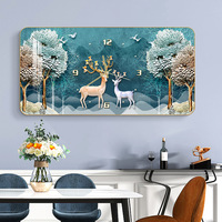 Horloge murale d'art moderne personnalisée de luxe léger, tableau sur toile créatif pour salon, restaurant, nature morte en porcelaine de cristal