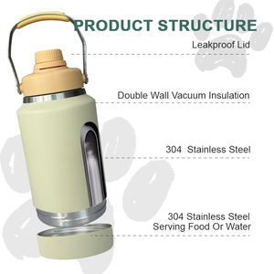 Yeni koleksiyon bir galon sürahi 18/8 BPA içermeyen paslanmaz çelik çift katlı termos soğuk yalıtımlı içecek ve köpek maması kasesi - Product Image 3