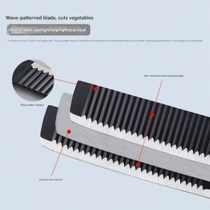 Juego de Cuchillos de Cocina Multifuncionales de Acero Inoxidable Black Wave de Seis Piezas, con Mangos de Plástico PP Duraderos y Ambidiestros, Cuchillos Modernos - Product Image 5