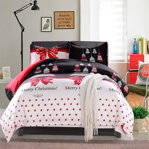 Factory Directly Supply Home Textile Bedding Set Custom Printed Christmas Tree Bells Pattern Duvet Cover