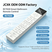 Télécommande RF433 à 20 touches avec écran d'affichage JCXK OEM ODM Factory RCT020, compatible avec les systèmes de toilettes et de salles de bain intelligents