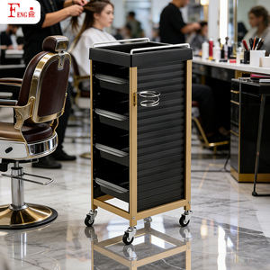 Carrello Dorato per Salone Estetico W-X041, Carrello a 5 Ripiani con Doppio Cassetto e Logo Personalizzato, Supporto Dropshipping per Parrucchieri - Product Image 3