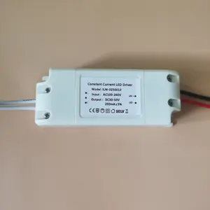 Pronto para enviar preço de fábrica DC30-50V250mA AC100-240V corrente constante fonte de alimentação LED driver ABS habitação