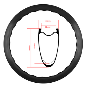 Juego de ruedas de bicicleta de carretera 700c-llanta de fibra de carbono 50-45mm, elevado por 24 agujeros, Cubo de freno de disco - Product Image 1