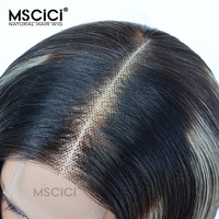 Peluca frontal de encaje suizo 13x4 de cabello humano virgen vietnamita natural liso negro con reflejos, pre-cortada, al por mayor