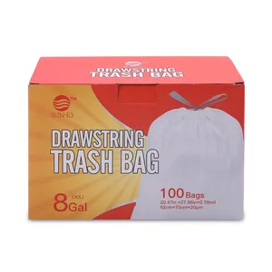 Plastic Reusable Biodegradable Colored Trash Bags Garbage Bin Use Drawstring Garbage Bags