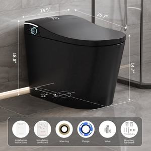 Bidet intelligent à montage au sol, homologué ETL CUPC, prise américaine 110V, noir mat, avec siège chauffant et télécommande - Product Image 2