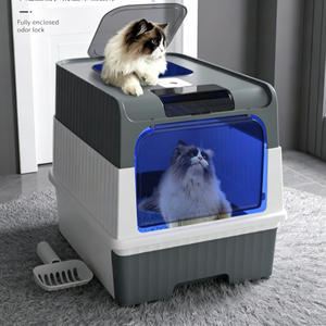 Bac à litière pour chat XXL anti-odeurs, style tiroir, entièrement fermé, avec purificateur d'air à l'ozone rechargeable pour chat - Product Image 1