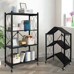Nhiệm Vụ Nặng Nề Nhà Bếp Moveable Gấp Lưu Trữ Giá Tùy Chỉnh 4 Tầng Kệ Thép Lưu Trữ Kệ Với Bánh Xe - Product Image 1