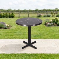Plateau de table moderne en HPL Formica aspect marbre rond, finition marbre noir avec bord métallique, pour table à manger intérieure, plateau de remplacement