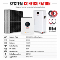 Système solaire hybride 20 kWh 550W avec panneaux solaires, onduleur 6,5 kW 48V 220V et batterie lithium 16 kWh Lifepo4, kit solaire
