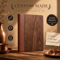 Maßgefertigtes Holzmaserung PU-Leder Hardcover A5 Notizbuch mit Metallecken 80 Blatt VIP-Kunden Geschenk