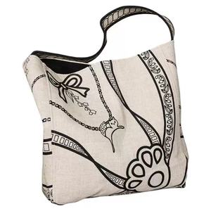 Borsa Tote in Tela Stampata alla Moda, Classica Borsa a Spalla in Lino con Motivo Cavallo, Ampio Spazio - Product Image 4