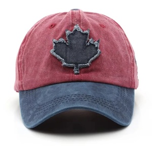 Wholesale Sporty Six-Panel <b>Baseball</b> Cap Grey Waterproof <b>Old</b> Cotton Hat Maple Leaf Embroidery Fashion Water Washing Do Design - Product Image 2