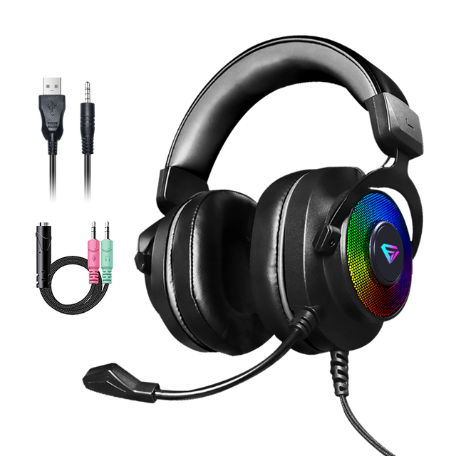 Gaming Headset Over Ear Headphones with Mic LED Light for Xbox One PS4 PC Wired Earphone HiFi Headphones