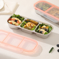 Boîte à lunch bento en acier inoxydable 304 de qualité alimentaire, hermétique, anti-fuite, avec couvercles en plastique, triple niveau 3