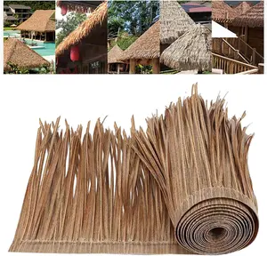 Decorative Beach Tiki Fireproof Durable Plastic Hdpe Artificial Roof Thatch Rolls Synthetic Thatch Roll