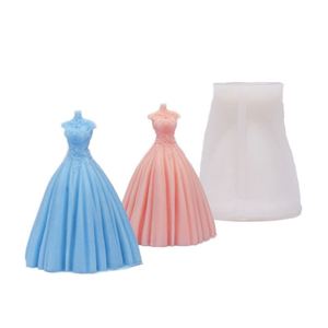 Moule en silicone 3D jetable pour robe de mariée, pour bougies d'aromathérapie DIY, ornements romantiques en résine coulée, fabrication d'objets en époxy et outils de pâtisserie - Product Image 1