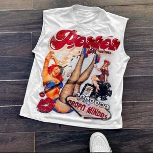 Custom Men's <b>White</b> Boxy Vest <b>Tank</b> <b>Top</b> Vintage Oversize Breathable Sleeveless T-shirt Streetwear Screen Printing by Manufacturer - Product Image 2