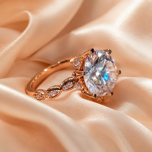 Anello di Fidanzamento Classico Placcato in Oro Rosa con Diamante, Montatura Rotonda a Griffe, Gioiello di Moda per Donne - Product Image 3