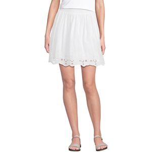 FOXA Women's Poplin Eyelet Mini <b>Skirt</b> <b>Elastic</b> Waist 100% Cotton Breathable Hollow Out Design - Product Image 1