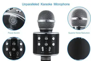 Microfone sem fio profissional ws858 karaokê, microfone de mão para alto-falante, com gravador de música ktv