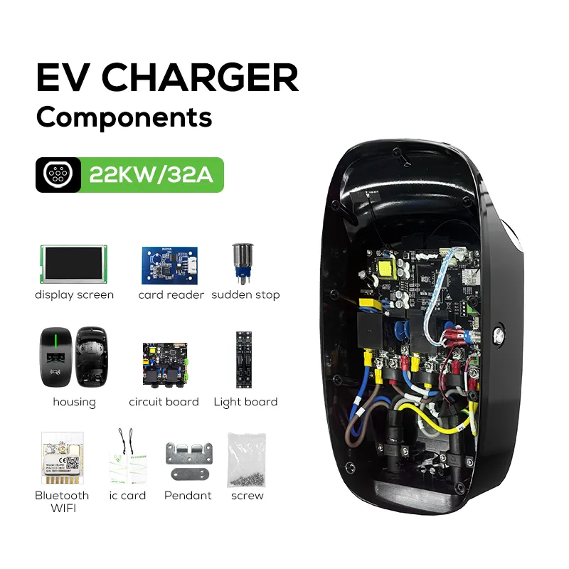 Ovrod 2 32Amp Wall-mounted Charging Pile Wallbox 7 Kw Gbt 48A Skd 3 Phase Components Tesla Ev Charger 22Kw Byd Wallbox Car