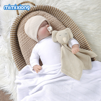 Mimixiong Vente Chaude Doudou Bébé 100% Coton Mignon Peluche Tête d'Animal Éléphant Doudou Bébé Jouet Tricoté Couverture de Sécurité