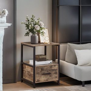 OEM & ODM table de chevet industrielle rustique à 1 tiroir mobilier de salon moderne avec matériau métallique pour chambre à coucher - Product Image 5