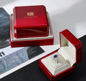 High-end Piano Finish <b>Jewelry</b> <b>Box</b> - Red Jade and Emerald <b>Box</b> - Premium Brand Ring and <b>Necklace</b> Customization - Product Image 3
