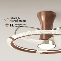 Ventilador de Techo Moderno de 21 Pulgadas con 3 Aspas, Lámpara LED, Control Remoto, Motor de 6 Velocidades, Hierro, Tres Colores Atenuables, para Dormitorio y Baño