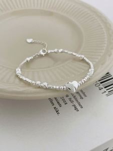 Dylam Minimalist Design Hypoallergenic Non Tarnish S925 Silver Rhodium Plated <b>Beaded</b> Heart Pendant <b>Bracelet</b> for Women - Product Image 5