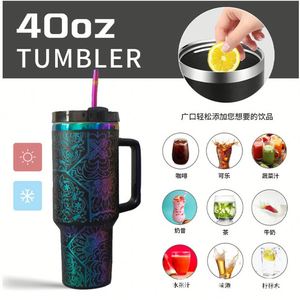 Hot Selling Tumbler 40oz Insulated Vacuum Tumbler Camping <b>Cup</b> Stainless Steel Tumblers with Handle <b>Lid</b> <b>and</b> <b>Straw</b> - Product Image 4