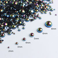 Perles demi-rondes en plastique pour nail art, accessoires colorés DIY, pince à cheveux, vêtements, perles à fond plat, tailles mélangées, vente en gros
