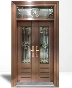 GUCI Custom Villa Main Entrance Gate Brass Bronze Color Stainless Steel Luxury Front Entry Security Copper Door