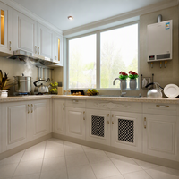 Cuisine moderne écologique modulaire sur mesure avec éclairage LED, vitrine en verre, appareils encastrés, taille personnalisée, finition haute brillance