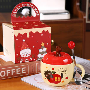 Nouvelle tasse en céramique de Noël avec motif de fruits, tasse à eau mignonne, cadeau, mug de Noël avec couvercle - Product Image 2