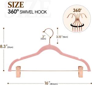 Perchas de Terciopelo de Alta Calidad con Clips Ajustables, Perchas Delgadas Antideslizantes de Fieltro para Pantalones - Product Image 6