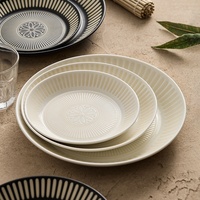 Assiettes en porcelaine Dehua, sensation premium, motifs imprimés en relief, style rétro, luxe léger, plat peu profond vintage, compatible micro-ondes