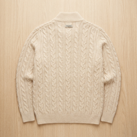 Pull en maille torsadée personnalisé à col zippé pour homme, mélange laine et cachemire, manches longues, esthétique Old Money, luxe discret, tricot.
