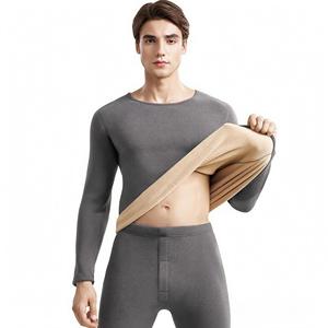 Set di biancheria intima termica da uomo Necomi, foderata in pile, super morbida, a maniche lunghe, con motivo a tinta unita, per il freddo, composto da maglia e pantaloni. - Product Image 5